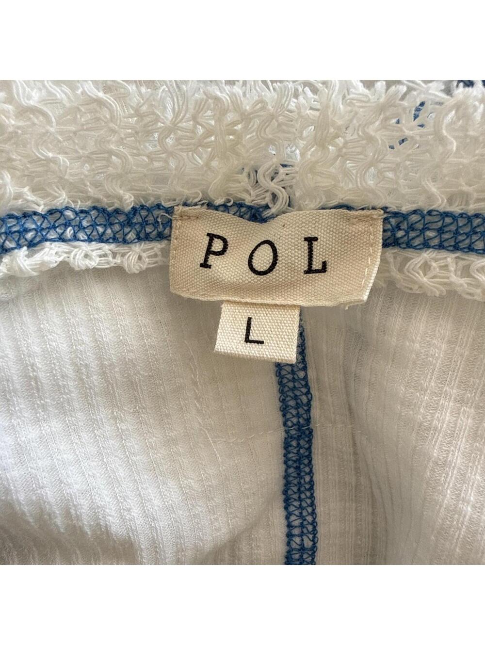 NWOT Oversized Lightweight White Pullover V-neck Top L Large Blue Stitching - Picture 4 of 7
